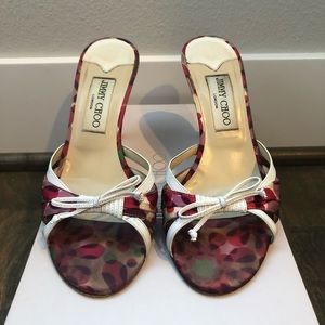Jimmy Choo White Print Slides
